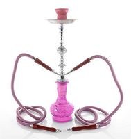 2 hose 20" Pink concert Hookah shisha nargila narguile nargile glass Vase pipe
