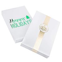 JAM PAPER Medium Christmas Boxes - Shirt Size - 14 1/4 x 9 1/2 x 1 7/8 - Foil White Christmas Set - 2/Pack
