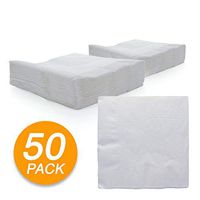 Amcrate Big Party Pack 50 Count White Dinner Napkins Tableware- Ideal for Wedding, Party, Birthday, Dinner, Lunch, Cocktails. (7” x 7”)