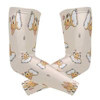 Cute Cartoon Corgi Unisex Arm Sleeve UV Protection Arm Compression Sleeve Skin Protection Sport Arm Cooler Sleeve for Running Hiking Jogging Motorcycling Climbing Camping
