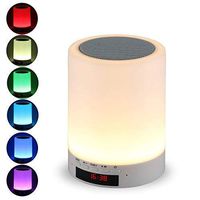 Night Light Bluetooth Speaker, Tranesca Portable Wireless Bluetooth Speaker with 7 Color LED Light, Warm Night Light and Alarm