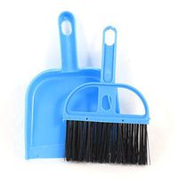 Water & Wood Plastic Computer Mini Brush Broom Dustpan 2 in 1 Set Blue Black