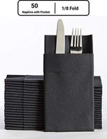 Black Dinner Napkins Cloth Like with Built-in Flatware Pocket, Linen-Feel Absorbent Disposable Paper Hand Napkins for Kitchen, Bathroom, Parties, Weddings, Dinners or Events, 16x16 inches, Pack of 50
