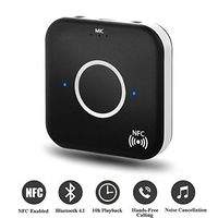 Bluetooth 4.1 Audio Receiver, Wireless Audio Adapter NFC-Enabled Wireless Speaker Adapter with 3.5mm Dual Aux Micphone Handsfree Calling for Home Stereo Sound System Car MP3 Headphones TV PC Computer