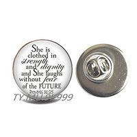 Yao0dianxku She is Clothed in Strength and Dignity and She Laughs Without Fear of the Future Brooch, Proverbs 31:25, Verse Brooch, Proverbs Pin.Y238 (3)