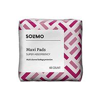 Amazon Brand - Solimo Thick Maxi Pads for Periods, Super Absorbency, Unscented, 48 count