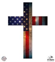 GT Graphics Cross American Flag Patriotic God Bless America - 12" Vinyl Sticker Waterproof Decal