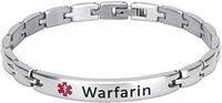 Elegant Surgical Grade Steel Medical Alert ID Bracelet for Men and Women (Women's, Warfarin)