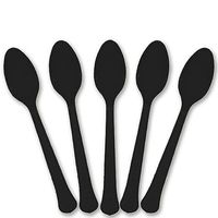Extra Heavy Weight Plastic Spoons | 20ct (Jet Black)