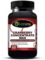 Lezuna Cranberry Concentrate Supplement Max, 50:1 Extract, Equivalent to 12,600 mg Fresh Cranberries, Vitamin C, E and More - 60 Capsules