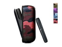 [PU Case for IQOS 3.0] Electronic Cigarette Soft Holder Pocket Charger Cover Full-Protective Case from Impact, Dust, Scratch (Camo Red)