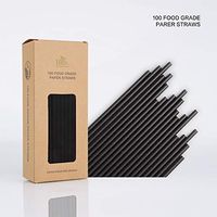 Biodegradable Paper Straws HOMEWINNER 100 Pcs Black Drinking Straws Eco-friendly Paper Straw for Juices Shakes Smoothies Party Supplies Decorations
