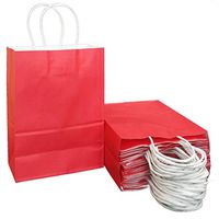 25 PCS Small Gift Bags Red Kraft Paper Bags with Handles for Party Favor Supplies by ADIDO EVA (8.2 x 6 x 3.1 in)