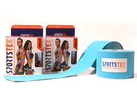 SPORTSTEX Kinesiology Therapeutic Tape, 5cm x 5M, Beige, Two Roll, Made in Korea (Available in Beige, Black, and Blue) (Blue, Two Roll)