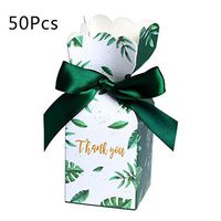 XIAO-WU 50Pcs/Set Green Paper Candy Boxes Gift Bag Wedding Gift Box Baby Shower Favors Birthday Party Christmas Supplies Wedding Decoration