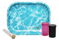 Mei Hua Rose Tip Packable Cigarette Tube (Elements Rolling Paper and Hemp Tip), Small Flip Top Storage Container (2 Pack), with Leaf Lock Gear Mini Rolling Tray (Ripple) - 4 Item Bundle