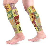 LEVEIS Hemp Leaves with Grid Arm Sleeves UV Protection for Men Women Sunblock Protective Gloves Running Golf Cycling Driving Long Arm Cover 1 Pair