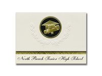 Signature Announcements North Beach Senior High School (Ocean Shores, WA) Graduation Announcements, Presidential Basic Pack 25 Cap & Diploma Seal. Black & Gold.