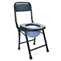 Folding Seat Bedside Commode Toilet Chair, Heavy-Duty Steel Medical Toilet Chair, 3 in 1 Shower Bath Chair with Backrest for Elder Disabled Pregnant Women