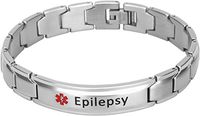 Elegant Surgical Grade Steel Medical Alert ID Bracelet for Men and Women (Men's, Epilepsy)
