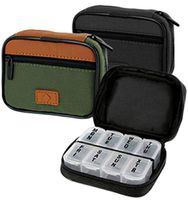 Pill Box Men's 7 Days Compartments Zip Case with Pocket 2 Pack Black & Green