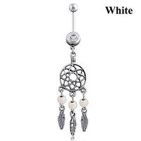 Dangle Barbell Rhinestone Navel Belly Button Ring Piercing Jewelry Party Trendy Unique Women Cheap Casual Beautiful Cute Stylish Decoration | color - White