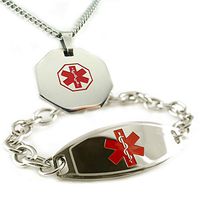 My Identity Doctor - Custom Engraved Medical ID Bracelet and Alert Necklace for Women - Stainless Steel, 8.5 Inches