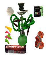2 Hose Hookah Neon, Two Styles to Choose from 12" Height, Cute Shape Comes with 10 Instant Charcoal, 5 Mouth Tips, 25 foil Paper and Water Melon Flavor