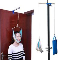 ZENGZHIJIE Neck Cervical Traction Device Unit Kit Home Over Door Neck Spinal Decompression Devices Orthopedic Traction Overhead Brace Machine Physical Therapy Set Pain Relief