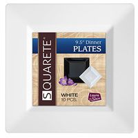 Squarete White Elegant Wedding Party Disposable Plates/Bowls (10 Pcs Per Pack) (2 Pack (20), 9.5" Dinner Plates)