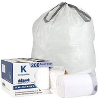 Plasticplace Custom Fit Trash Bags │ Simplehuman Code K Compatible (200 Count) │ White Drawstring Garbage Liners 10 Gallon / 38 Liter │ 24.4" x 28"