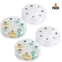 Large Weekly Pill Organizer - (Pack of 4) Daily Pill Cases, Round Pill Organizer 7 Day Container, Medicine Planner, Pill Reminder, BPA-Free for Pills Vitamins, Supplements, and Fish Oils