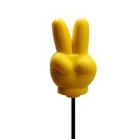 COGEEK Yellow Victory V-Finger Antenna Topper Ball EVA Foam Car Styling Roof Ornament (V-Finger)