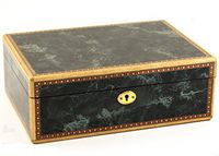 Black Marble Inlay Design Hi-Gloss Cigar Humidor