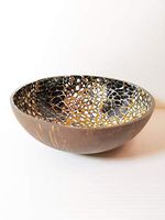 FIVEFOLD THAILAND Coconut Black And Gold Paint Bowl Medium-sized natural coconut shell bowls,for vegan food, salads, smoothies, buddha bowl,decorative design,eco friendly.