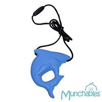 Munchables Shark Chewable Necklace for Boys and Girls - Chew to Regulate Sensory System (Blue)
