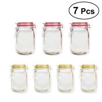 OUNONA 7Pcs Zip Lock Plastic Bags Clear Resealable Cello Cellophane Bags Resealable Poly Packing Storage Bags Mason Bottle Type (3 Pcs Red Large Size and 4 Pcs Yellow Small Size)