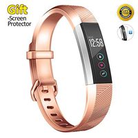 JOMOQ Replacement Bands Compatible for Alta/Alta HR, Soft Customised Waterproof Adjustable Sport Rubber Smartwatch Fitness Replacement Strap Wristbands Small Large (Rose Gold, Large)