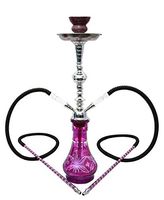 2 hose 20" Purple Hookah shisha nargila bar narguile nargile glass water Vase +