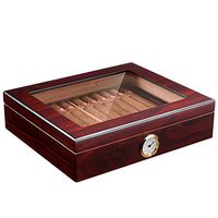 Humidors Cigar Box Cedar Wood Cigar Transparent Skylight Cigar Box Cigar Cabinet (Color : Crimson, Size : 22266.8cm)