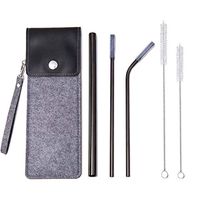Vlocemon Metal Straws for 20oz Cups with Case and Cleaning Brush for Boba Tea, Thick Drinks and Juices, Milk, Cocktails, Diswasher Safe
