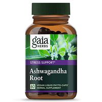 Gaia Herbs Ashwagandha Root, For Stress Relief, Immune Support, Balanced Energy Levels and Mood Support, Vegan Liquid Capsules, 60 Count