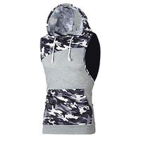 Men's Summer Camouflage Print Patchwork Sleeveless T Shirt Tank Tops Hooded Vest Shirt
