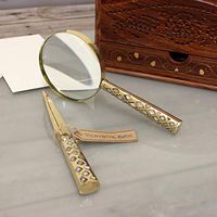 Zuari Antique Vintage Magnifying Glass and Letter Opener Mother of Pearl Brass