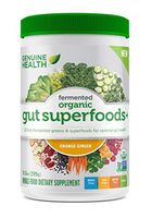 Genuine Health Fermented Organic Gut Superfoods+, Orange Ginger, Vegan Superfoods Powder, 10.5oz Tub, 23 Servings