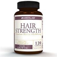 AMVILAB Hair Strength- Vitamin B7 (Biotin) Supplement for Men & Women. Biotin Supports Healthy Skin, Thicker Nails and Hair Growth. 10,000 mcg 120 Capsules per Bottle 4 Month Supply