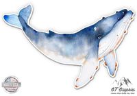 Whale Watercolor Beautiful - 5" Vinyl Sticker - For Car Laptop I-Pad - Waterproof Decal