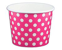 Black Cat Avenue Paper Ice Cream Cups, Polka Dot, Pink, 12 Ounce, 50 Count