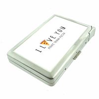 Pizza Love Em3 Hip Silver Cigarette Case With Built In Lighter 4.75" X 2.75" Id Holder Metal Wallet RFID Protection