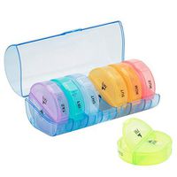 Daily Pill Organizer 2 Times a Day, Weekly Large Pill Box, AM PM Pill Case, Round Medicine Organizer 7 Day, Pills/Vitamin/Fish Oil/Supplements, Rainbow Colors